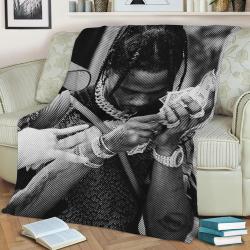 Travis Scott Rapper Hiphop Fleece Throw Blanket Meaningful Gift For Halloween Christmas