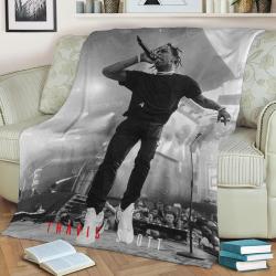 Travis Scott Rapper Hiphop Fleece Throw Blanket Meaningful Gift For Halloween Christmas