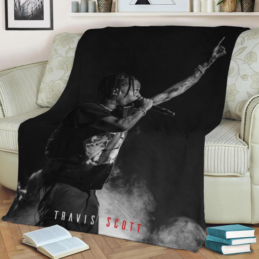 Travis Scott Rapper Hiphop Fleece Throw Blanket Meaningful Gift For Halloween Christmas