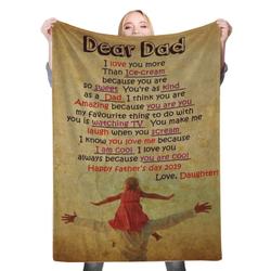 Love Dad To My Daughter Fleece Throw Blanket Meaningful Gift For Halloween Christmas