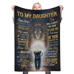 To My Loving Daughter Mom Dad Fleece Throw Blanket Meaningful Gift For Halloween Christmas