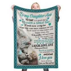 Dad Mom To My Daughter Fleece Throw Blanket Meaningful Gift For Halloween Christmas