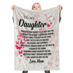 Mom Dad To My Daughter Fleece Throw Blanket Meaningful Gift For Christmas