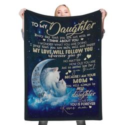 To My Daughter Dad Mom To Daughter Fleece Throw Blanket Meaningful Gift For Halloween Christmas