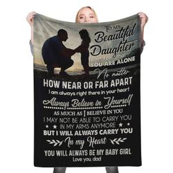 To My Daughter Mom Dad To Daughter Fleece Throw Blanket Meaningful Gift For Halloween Christmas