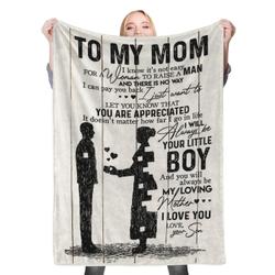 Son To Mom To My Mom Fleece Throw Blanket Meaningful Gift For Halloween Christmas