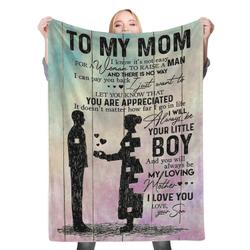 Son To Mom To My Mom Fleece Throw Blanket Meaningful Gift For Halloween Christmas