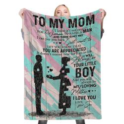 Son To Mom To My Mom Fleece Throw Blanket Meaningful Gift For Halloween Christmas