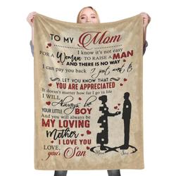 To My Mom Fleece Throw Blanket Meaningful Gift For Christmas Son My Loving Mom