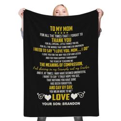 To My Mom Fleece Throw Blanket Meaningful Gift For My Loving Mom Halloween Christmas