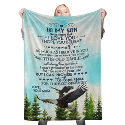 To My Son Fleece Throw Blanket Meaningful Gift For Halloween Christmas My Loving Son Daughter