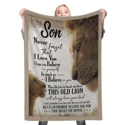 To My Loving Son Fleece Throw Blanket Meaningful Gift For Halloween Christmas