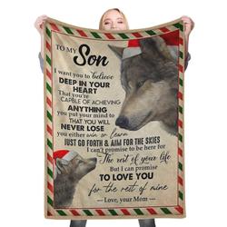 To My Son Fleece Throw Blanket Meaningful Gift For Halloween Christmas My Loving Son