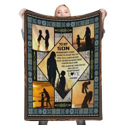 To My Son Fleece Throw Blanket Meaningful Gift For Son Halloween Christmas Daughter