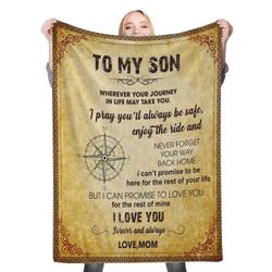 To My Son Fleece Throw Blanket Meaningful Gift For Daughter Son Halloween Christmas