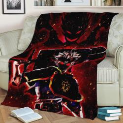 Asta Black Clover Fleece Throw Blanket Meaningful Gift For Halloween Christmas