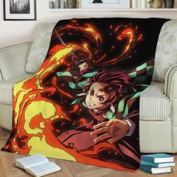 Demon Slayer Fleece Throw Blanket Meaningful Gift For Halloween Christmas
