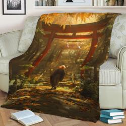 Ghost Of Tsushima Fleece Throw Blanket Meaningful Gift For Halloween Christmas