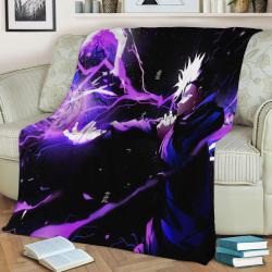 Kutukan Gojo Fleece Throw Blanket Meaningful Gift For Halloween Christmas