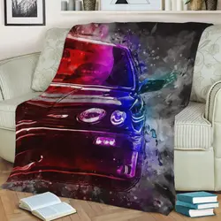 Retro Racing Car Fleece Throw Blanket Meaningful Gift For Halloween Christmas