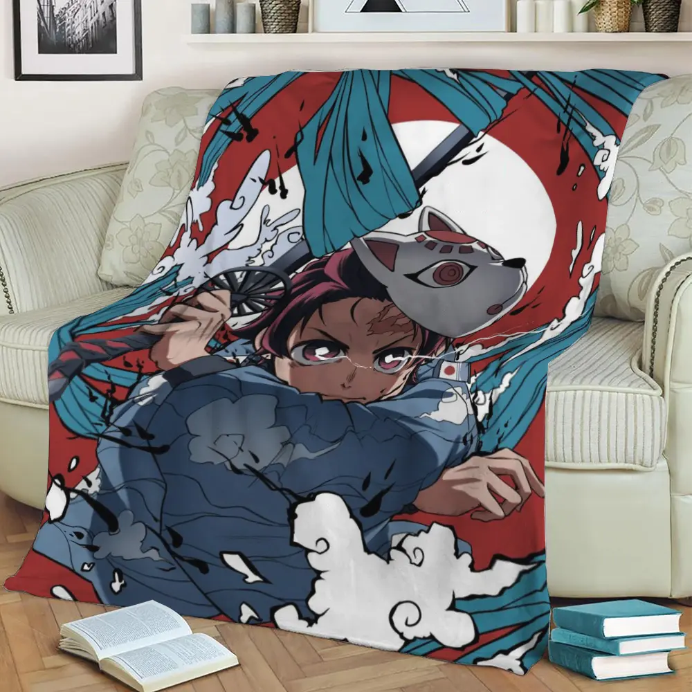 Tanjiro Kamado Fleece Throw Blanket Meaningful Gift For Halloween Christmas