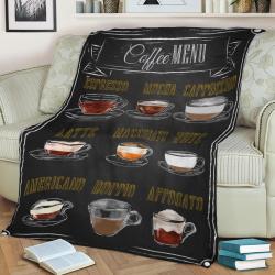 9 In 1 Coffee Menu Vintage Fleece Throw Blanket Meaningful Gift For Halloween Christmas