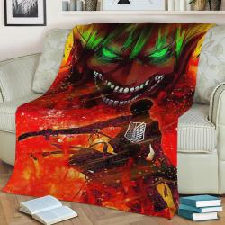 Attack On Titan Fleece Throw Blanket Meaningful Gift For Halloween Christmas