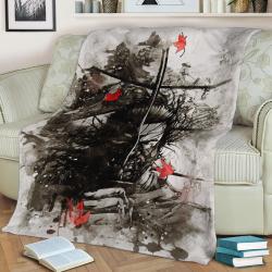 Ghost Of Tsushima Fleece Throw Blanket Meaningful Gift For Halloween Christmas
