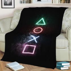 Playstation Buttons Fleece Throw Blanket Meaningful Gift For Halloween Christmas