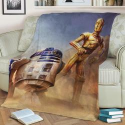 Droids Fleece Throw Blanket Meaningful Gift For Halloween Christmas