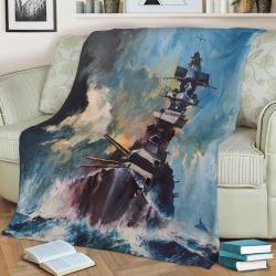 American Battleship Ww 2 Fleece Throw Blanket Meaningful Gift For Halloween Christmas