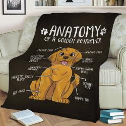 Anatomy Golden Retriever Fleece Throw Blanket Meaningful Gift For Halloween Christmas
