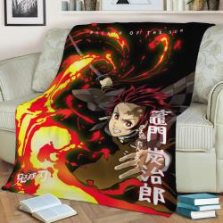 Anime Demon Slayer Tanjiro Fleece Throw Blanket Meaningful Gift For Halloween Christmas