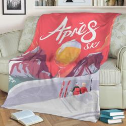 Apres Ski Fleece Throw Blanket Meaningful Gift For Halloween Christmas