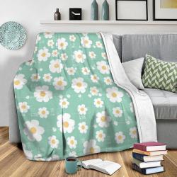 Aqua Daisy Fleece Throw Blanket Meaningful Gift For Halloween Christmas