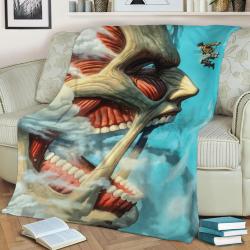 Attack On Titan Fleece Throw Blanket Meaningful Gift For Halloween Christmas