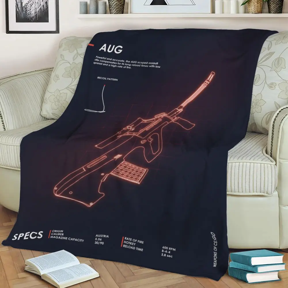 Aug Cs Go Neon Gun Fleece Throw Blanket Meaningful Gift For Halloween Christmas