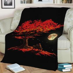 Autumn Moon Fleece Throw Blanket Meaningful Gift For Halloween Christmas