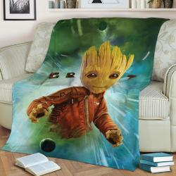 Baby Groot In Space Fleece Throw Blanket Meaningful Gift For Halloween Christmas