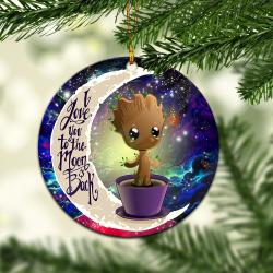 Baby Groot Love You To The Moon Galaxy Mica Circle Ornament Perfect Gift For Holiday Perfect Gifts For Family On Christmas
