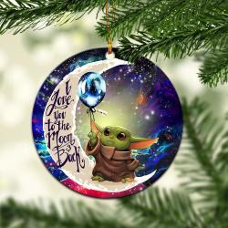 Baby Yoda Love You To The Moon Galaxy Mica Circle Ornament Perfect Gift For Holiday Perfect Gifts For Family On Christmas