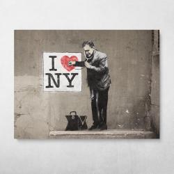 I Love NY Banksy Street Art Wall Art Canvas Meaning Gift For Birthday Christmas