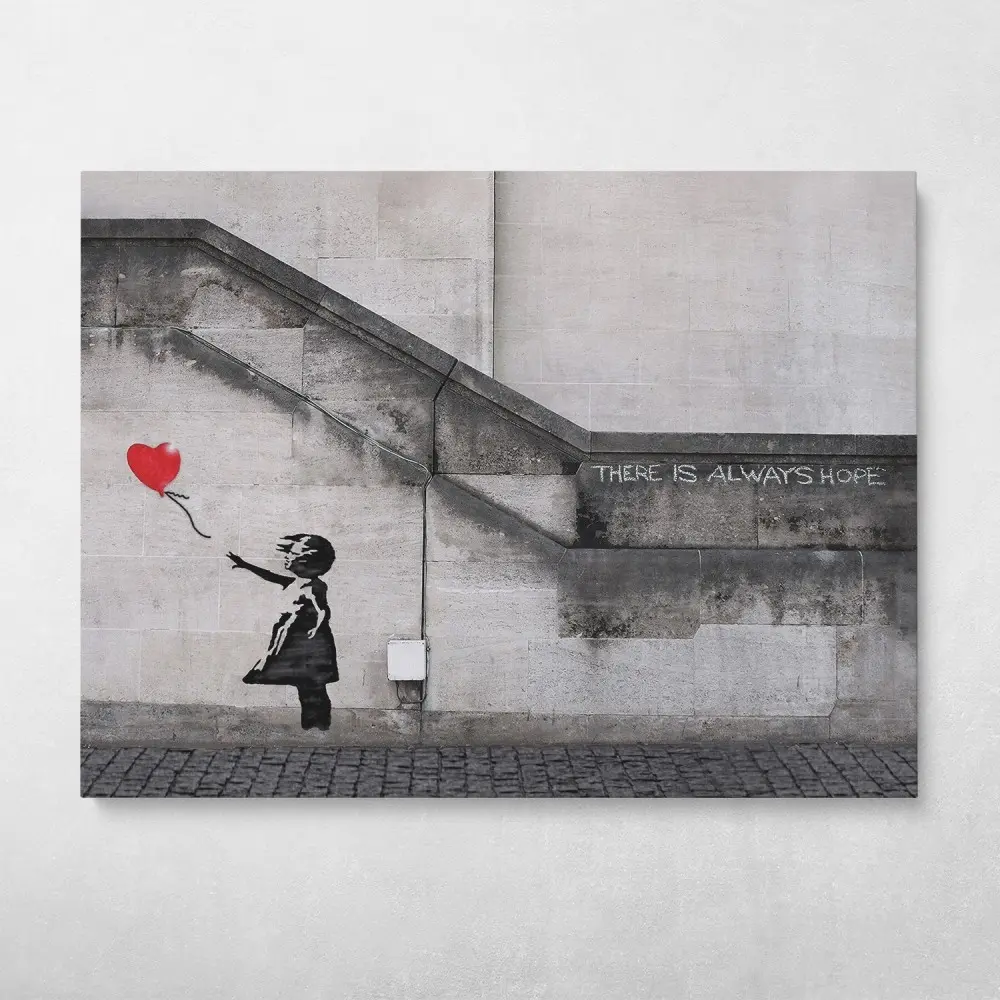 There Is Always Hope Banksy Street Art Wall Art Canvas Meaning Gift For Birthday Christmas