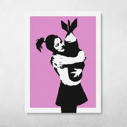 Bomb Hugger Pink Banksy Street Art Wall Art Canvas Meaning Gift For Christmas