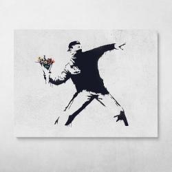 Flower Thrower Banksy Street Art Wall Art Canvas Meaning Gift For Birthday Christmas