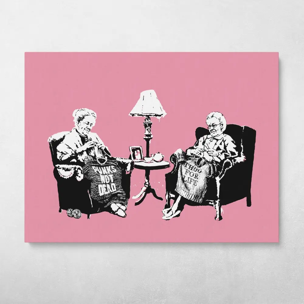 Punk Thug Grannies Banksy Street Art Wall Art Canvas Meaning Gift For Birthday Christmas