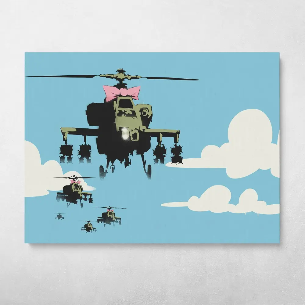 Happy Choppers Banksy Street Art Wall Art Canvas Meaning Gift For Birthday Christmas