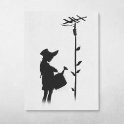 Watering Girl Banksy Street Art Wall Art Canvas Meaning Gift For Birthday Christmas