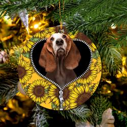 Basset Hound Sunflower Zipper Mica Circle Ornament Perfect Gift For Holiday Perfect And Unique Gifts For Family On Christmas