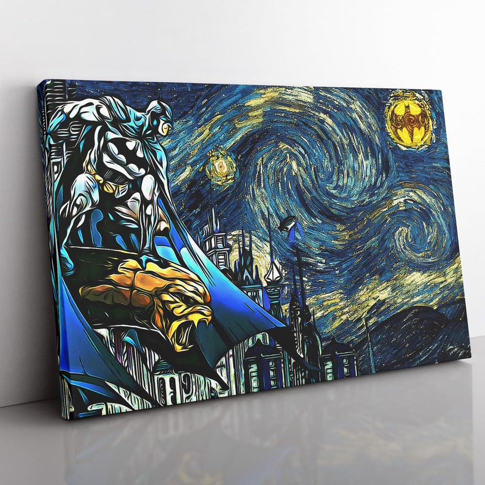 Batman Starry Dark Knight Canvas Print Wall Art Canvas Christmas Gift For Son Daughter